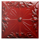Rote Art Deco Fliese (Vorderseite)
