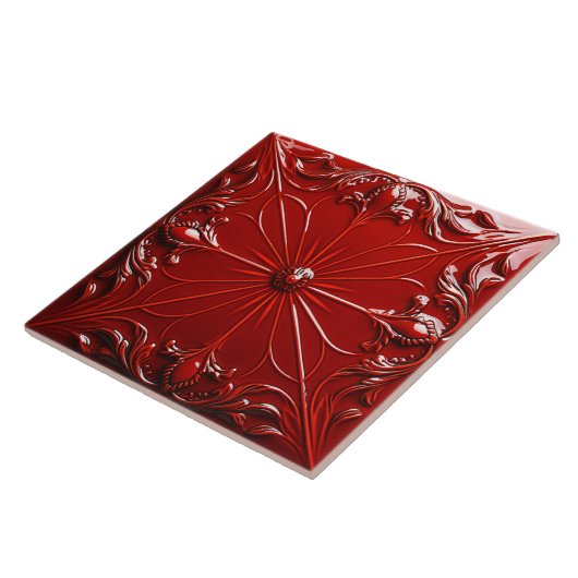 Rote Art Deco Fliese (Seite)