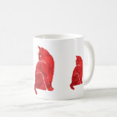 Rote Art Deco Katze Kaffeetasse (VorderseiteRechts)