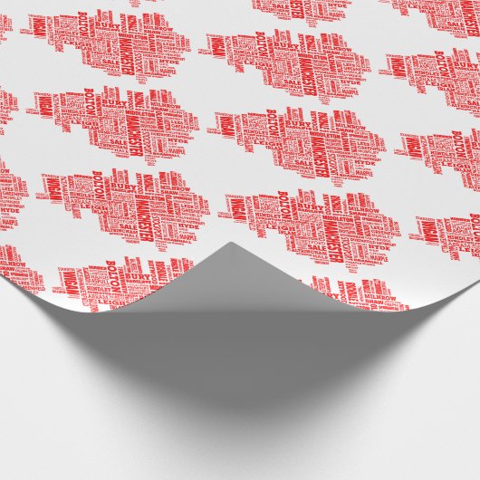 Rote Art Karte von größerem Manchester Geschenkpapier (Ecke)