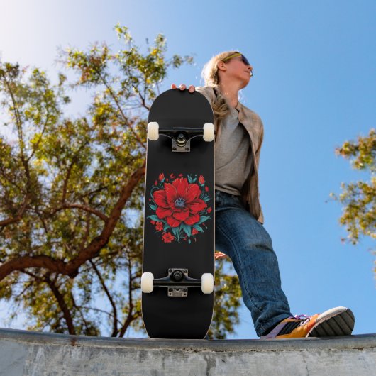 Rote Ästhetik-Blume Skateboard (Außenbereich 1)
