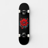 Rote Ästhetik-Blume Skateboard (Vorderseite)