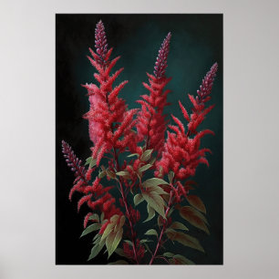 Rote Astilbe-Blumen-Kunstposter Poster