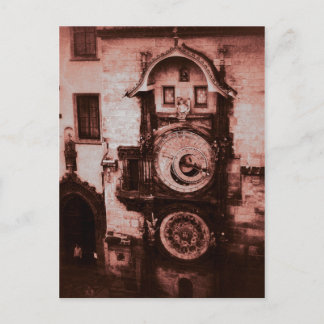 Rote astronomische Uhr Postkarte