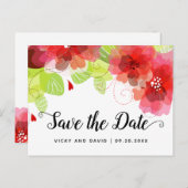 Rote ätherische Blume Hochzeit Speichern Sie das D Postkarte (Vorne/Hinten)