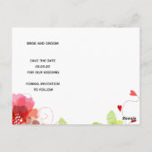 Rote ätherische Blume Hochzeit Speichern Sie das D Postkarte (Rückseite)