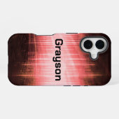 Rote Audio Wellen iPhone 16 Hülle (Rückseite (Horizontal))