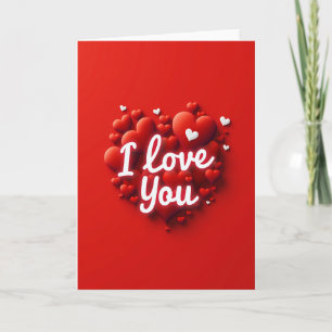 Rote aufgeblasene Herzen Ich liebe Dich Karte