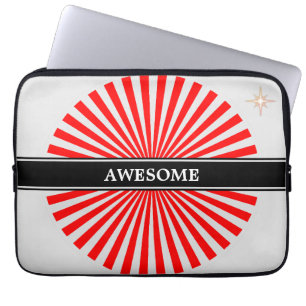 Rote aufgehende Sonnenstrahlen auf silbergrau Laptopschutzhülle