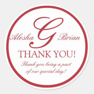 Rote Aufkleber der G-Gastgeschenk Hochzeit