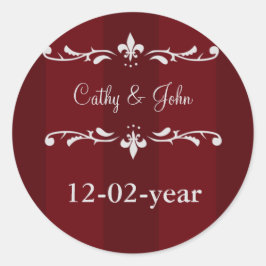 Rote Aufkleber für die Hochzeitsmonographie