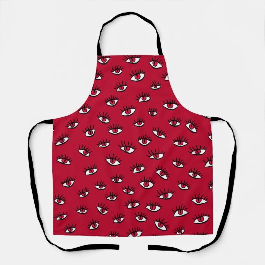 Rote-Augen-Gotik-Muster Dunkles abstraktes Design Schürze (Vorderseite)