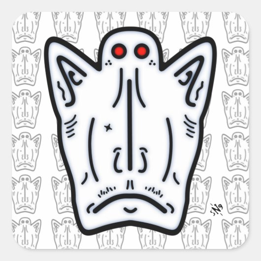 Rote Augen spitze Ohren Vampir-ähnliche Kreatur v1 Quadratischer Aufkleber (Vorderseite)