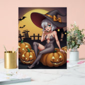 Rote Augenröhre auf Jack-O-Lantern Acrylschild (Hochzeit)