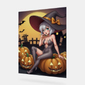 Rote Augenröhre auf Jack-O-Lantern Acrylschild (Winkel)