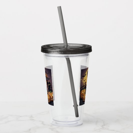 Rote Augenröhre auf Jack-O-Lantern Acryltrinkbecher (Links)