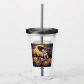 Rote Augenröhre auf Jack-O-Lantern Acryltrinkbecher (Vorderseite)