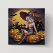 Rote Augenröhre auf Jack-O-Lantern Button (Vorderseite)