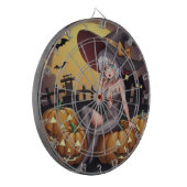 Rote Augenröhre auf Jack-O-Lantern Dartscheibe (Vorderseite Links)