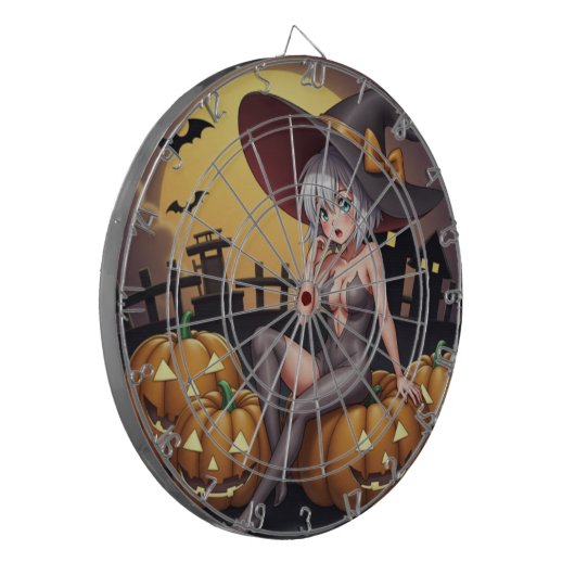 Rote Augenröhre auf Jack-O-Lantern Dartscheibe (Vorderseite Links)