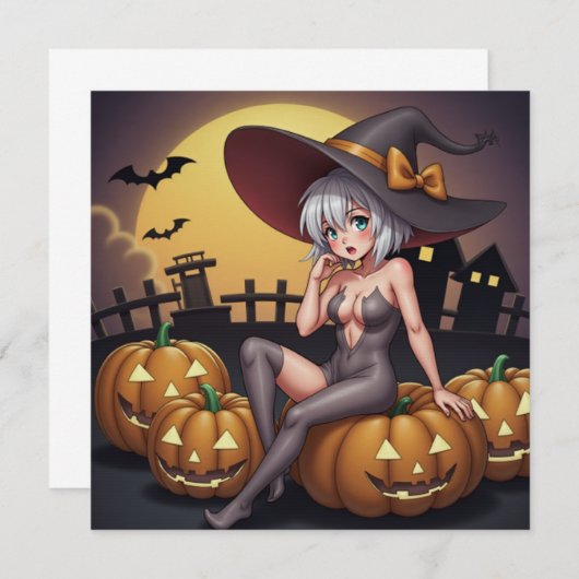 Rote Augenröhre auf Jack-O-Lantern Einladung (Vorne/Hinten)