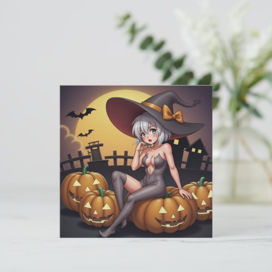 Rote Augenröhre auf Jack-O-Lantern Einladung (Stehend Vorderseite)