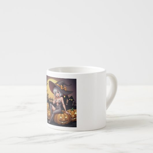 Rote Augenröhre auf Jack-O-Lantern Espressotasse (Vorderseite Rechts)