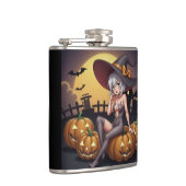 Rote Augenröhre auf Jack-O-Lantern Flachmann (Rechts)