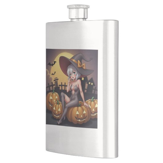 Rote Augenröhre auf Jack-O-Lantern Flachmann (Links)