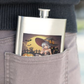 Rote Augenröhre auf Jack-O-Lantern Flachmann (Beispiel)