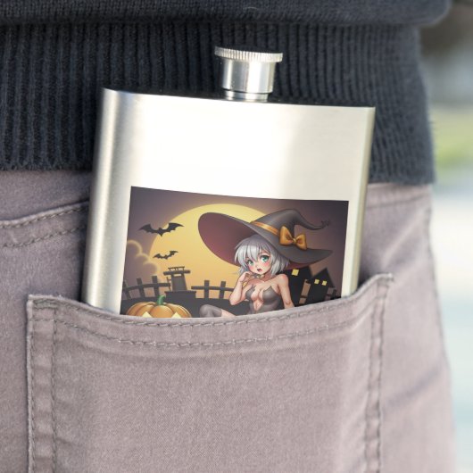 Rote Augenröhre auf Jack-O-Lantern Flachmann (Beispiel)