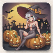 Rote Augenröhre auf Jack-O-Lantern Getränkeuntersetzer (Vorderseite)