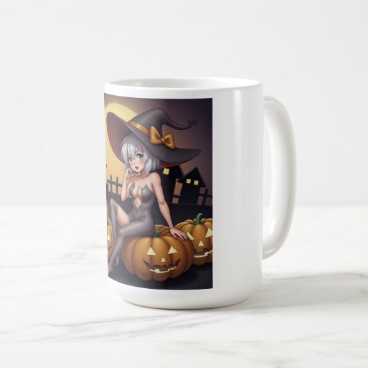 Rote Augenröhre auf Jack-O-Lantern Kaffeetasse (VorderseiteRechts)