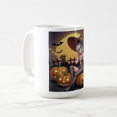 Rote Augenröhre auf Jack-O-Lantern Kaffeetasse (Vorderseite Links)