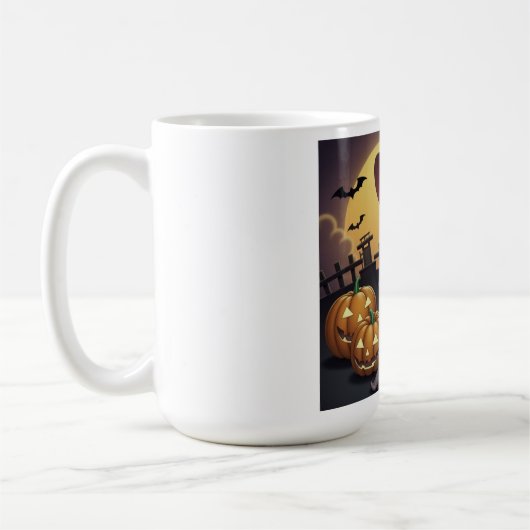 Rote Augenröhre auf Jack-O-Lantern Kaffeetasse (Links)