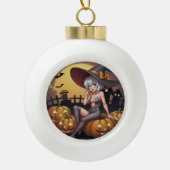 Rote Augenröhre auf Jack-O-Lantern Keramik Kugel-Ornament (Vorderseite)