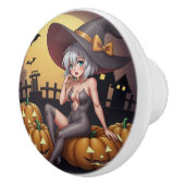 Rote Augenröhre auf Jack-O-Lantern Keramikknauf (Rechts)