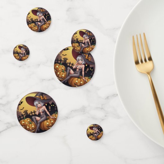 Rote Augenröhre auf Jack-O-Lantern Konfetti (Gruppe)