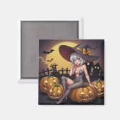 Rote Augenröhre auf Jack-O-Lantern Magnet (Vorderseite/Rückseite)