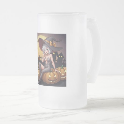 Rote Augenröhre auf Jack-O-Lantern Mattglas Bierglas (VorderseiteRechts)