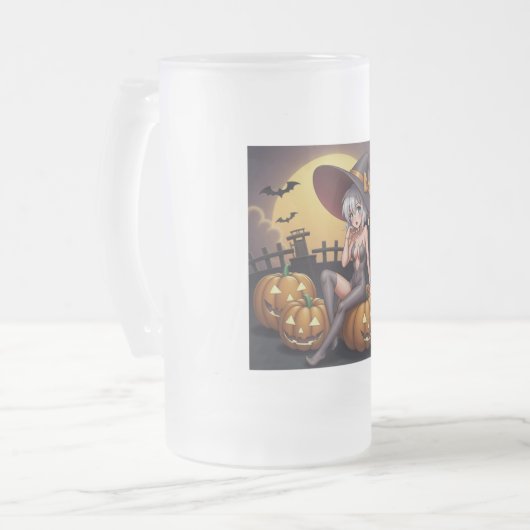 Rote Augenröhre auf Jack-O-Lantern Mattglas Bierglas (Vorderseite Links)