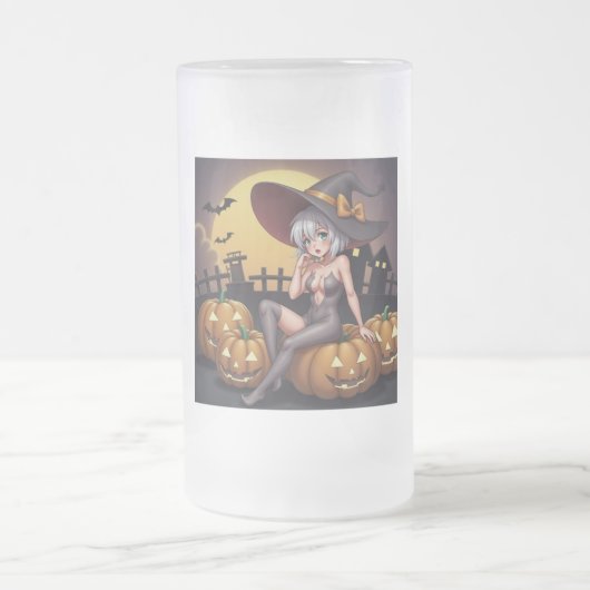 Rote Augenröhre auf Jack-O-Lantern Mattglas Bierglas (Mittel)