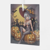 Rote Augenröhre auf Jack-O-Lantern Ornament Aus Glas (Vorderseite links)