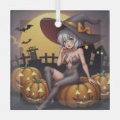 Rote Augenröhre auf Jack-O-Lantern Ornament Aus Glas (Vorderseite)