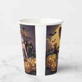 Rote Augenröhre auf Jack-O-Lantern Pappbecher (Links)