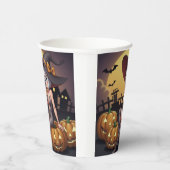 Rote Augenröhre auf Jack-O-Lantern Pappbecher (Rechts)