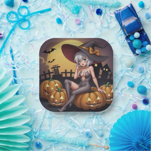 Rote Augenröhre auf Jack-O-Lantern Pappteller (Party)