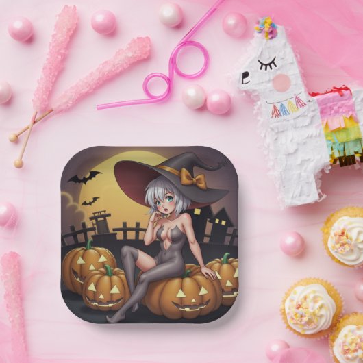 Rote Augenröhre auf Jack-O-Lantern Pappteller (Party)