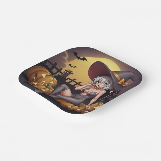 Rote Augenröhre auf Jack-O-Lantern Pappteller (Gewinkelt)