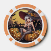 Rote Augenröhre auf Jack-O-Lantern Pokerchips (Rückseite)